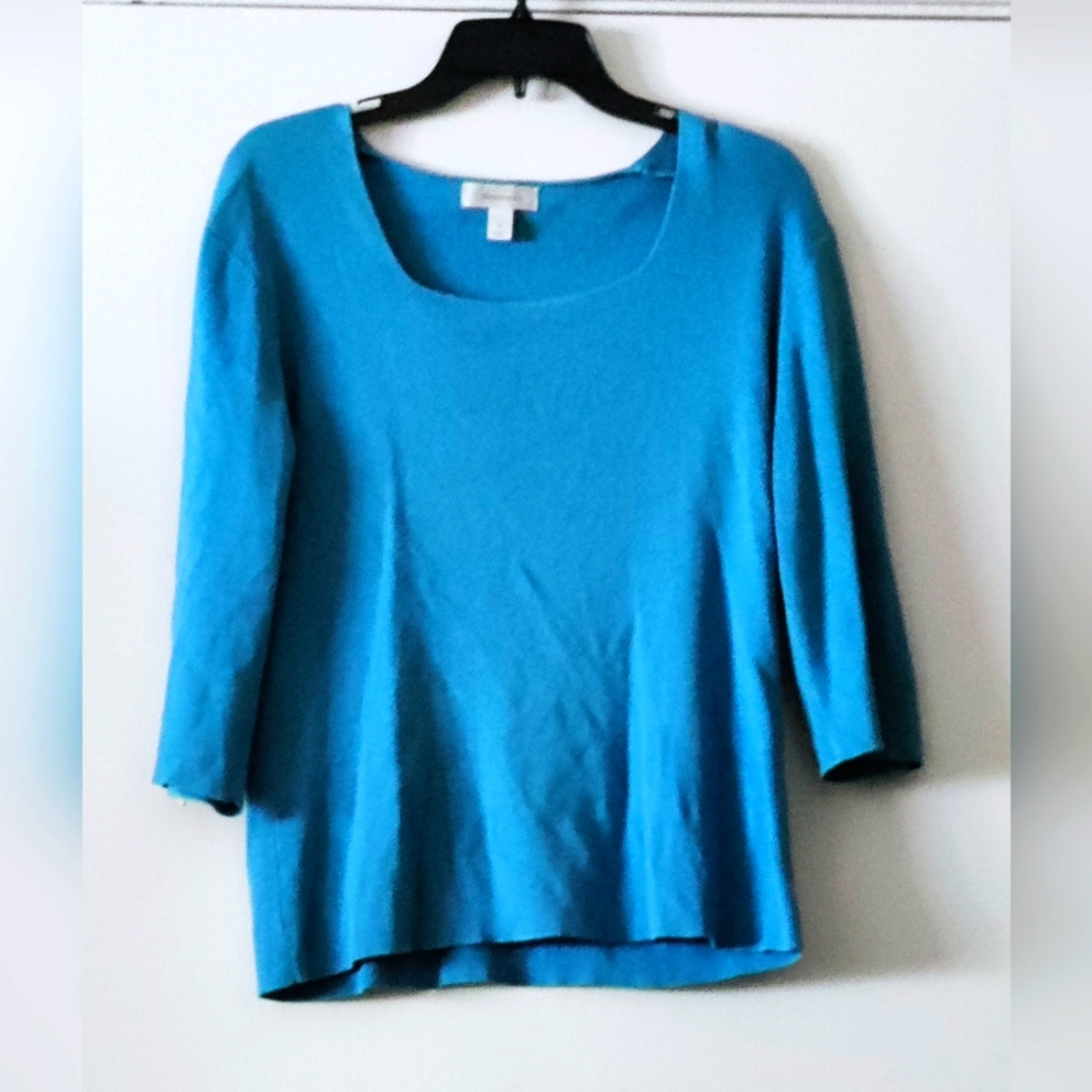 Women Aqua Blue XL Long Sleeve Blouse
